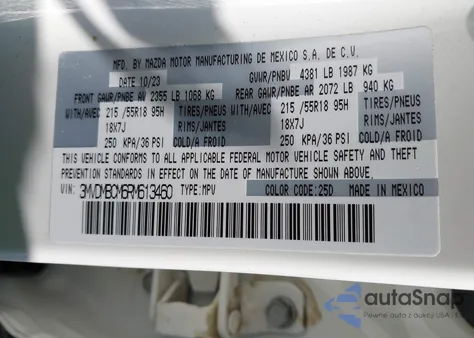 2024 Mazda Cx-30 2.5 S Preferred Package z USA, uszkodzony, nr VIN 3MVDMBCM6RM613460